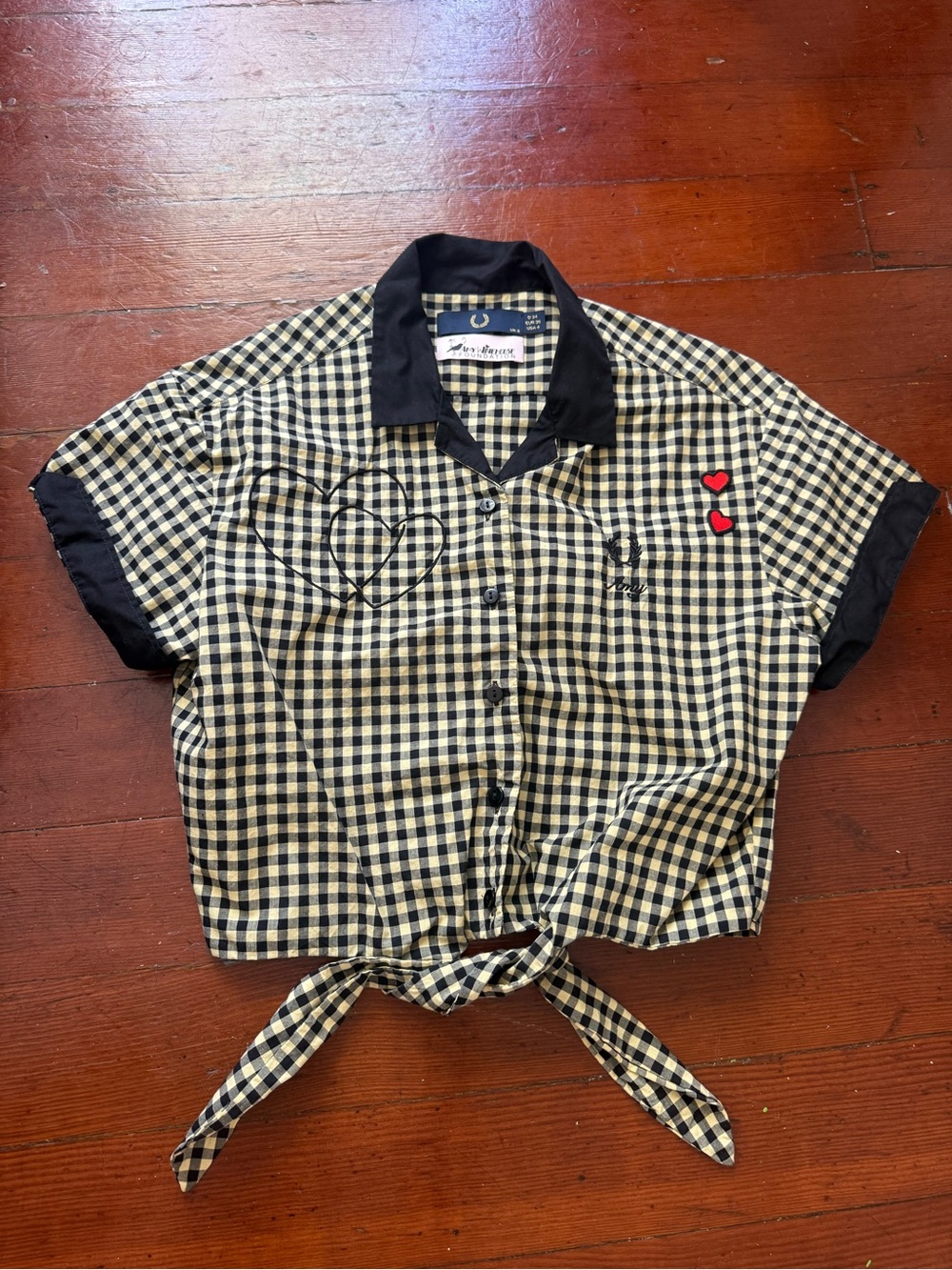 Fred Perry Amy Winehouse yellow and black gingham top
